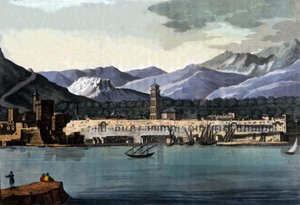 View of Split (Spalato), Croatia, from the sea. Watercolour from the early 19th century