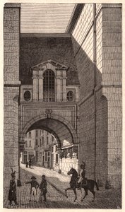 View of a Renaissance building from the period of Henry II in Nazareth Street in Paris, France