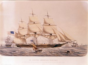 View of the American Clipper Electric. Lithograph of 1854