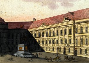 View of the Josephplatz in Vienna, Austria. Engraving from 1820.