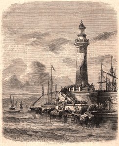 View of the Lighthouse of Point of Joliette in Marseille in the 19th century