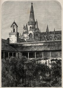 View of the Monastery of Bathala in Portugal. Engraving in 