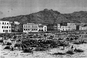 View of the march of Aden in Abyssinia. Engraving around 1880. by Unknown artist