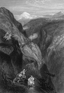 View of the teniah of Mouzaïa, the pass of Mount Atlas crossed by the French army in 1830, in Algeria in the 19th century, in 