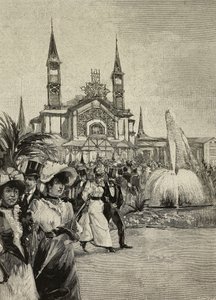 Visitors in Front of Sport Building at United Exhibitions, Milan, Italy