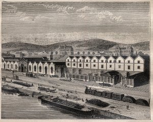 View of the Chateau de Pekin, Main Establishment of the Compagnie des Grands Vins de Champagne by Eugene Mercier - Engraving in 