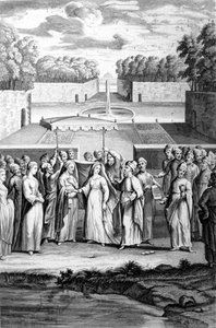 Wedding according to the Hebrew rite. 19th century engraving by Unknown artist