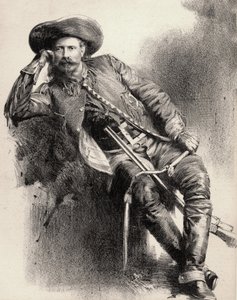 William Frederick Cody - Known as Buffalo Bill - Portrait of Buffalo Bill, Colonel William Cody - engraving after poster by Unknown artist