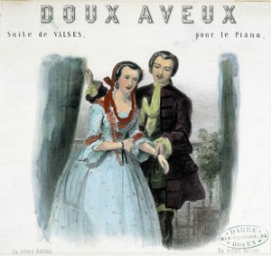 Young man courting a young woman, early 19th century