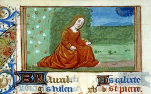 Young woman in a garden and sign of the zodiac Taurus - Miniature by Unknown artist