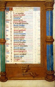 Zodiac Sagittarius and saints of the month of November - Miniature of the Middle Ages by Unknown artist