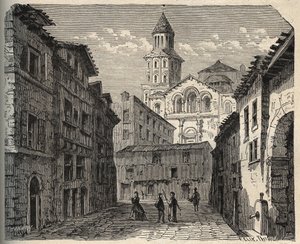 Cathedrale Saint-Front - Perigueux - Dordogne - France - engraving in 