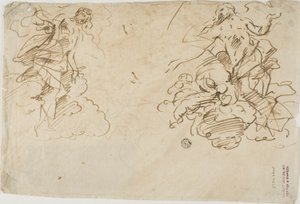 Two Figures in Clouds by Unknown Italian