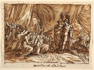 Drawing, Ceiling Design, Alexander and the Family of Darius, the Clemency of Alexander, Sala di Alessandro, Palazzo Naldi, Faenza, 1803