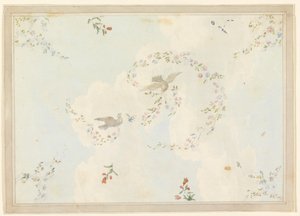 Ceiling Design with Doves and Flower Garlands, possibly for the Entrance Hall, 1815–22
