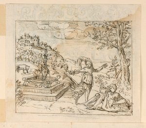 Drawing, Death of Thisbe, 1600–1625 by Unknown artistUnknown artist