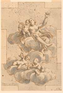 Drawing, Design for a Ceiling Painting, Venus, Cupid, and Putti, 1700–29 by Unknown artistUnknown artist