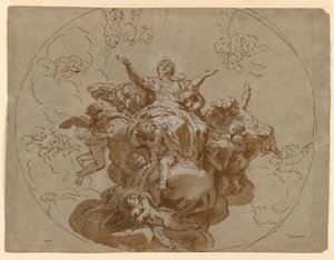 Design for a Ceiling with the Ascension of the Virgin, 1700–1730 by Unknown artistUnknown artist