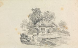 A Chalet with Two Figures in the Front