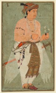 A Mughal Prince, Perhaps Danyal, Holding a Sprig of Flowers by Unknown artist