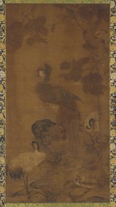 A Phoenix and Two Cranes under a Tree