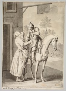 A Soldier in Armor in Front of a Tavern by Unknown artist