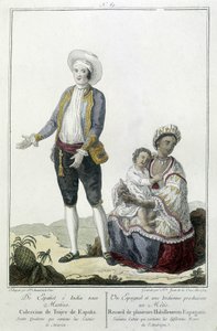 A Spanish and an Indian give birth to a Métis - engraving