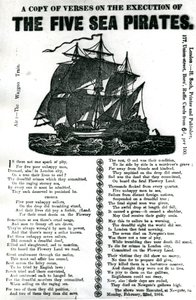 A copy of verses on the execution of the five sea pirates, c.1864 by Unknown artist