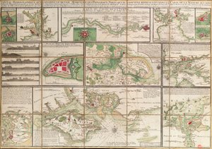 A table containing details of the main maritime ports that are represented in the map of the English Channel by Unknown artist