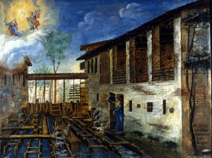 A young child saved from the pallets of a water mill.