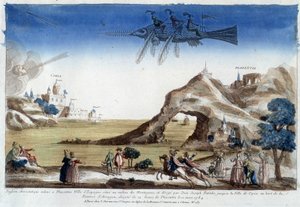 Aerostatic fish raised in Plazentia, Spain, directed by Dom Joseph Patinho, flying to the town of Coria on the banks of the Arragon River on March 10 by Unknown artist