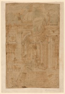 Alternate Views of a Domed Building with Portico by Unknown artist