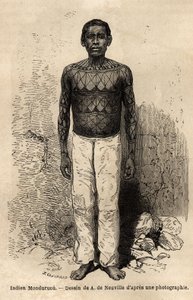 An Indian Mondurucu (or Mundurucu), tribe of the state of Para, in the region of the river Tapajos