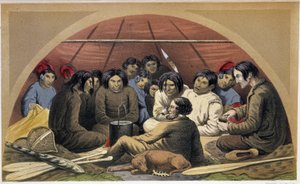 An Indian Visit to Otelne in his Tent - in Exploration of the Labrador Peninsula by Hind, London