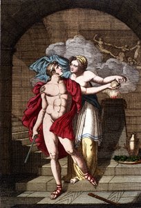Ariadne Gives Theseus the Thread so That He Can Get Out of the Maze - in Dizionario Mitologico