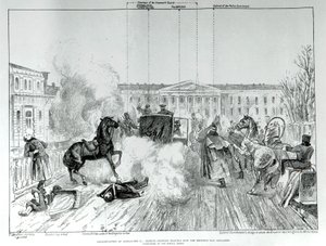 Attack on Tsar Alexander II (1818 - 1881) in 1881.
