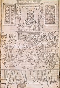 Autopsy. The body of a dead man dissected by doctors for an anatomy study (Fascicula Medicinae) by Unknown artist