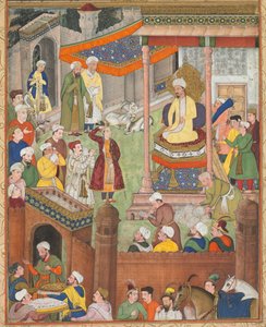 Babur Receives Booty and Humayun’s Salute After the Victory Over Sultan Ibrahim in 1526, from an Akbar-nama (Book of Akbar) of Abu’l Fazl