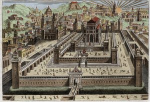 Bible of Royaumont, Old Testament: Temple of Solomon - Solomon built the Temple in Jerusalem - Illustration from 1811