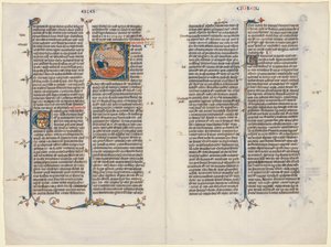 Bifolium from a Bible: Initial E[t factum est] with Ezekiel