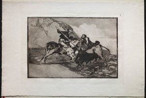 Bullfights: The Way in Which the Ancient Spaniards Hunted Bulls on Horseback in the Open Country by Unknown artist