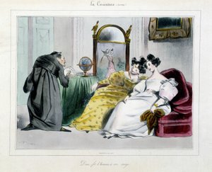 Cartoon of a hunchback priest: God made man in his image by Unknown artist