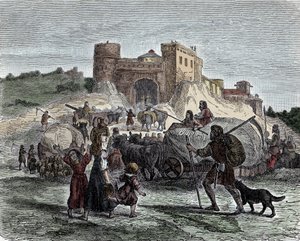 Celts in their chieftains service - Celtic civilization, Iron Age: Celts bring their offerings for ritual sacrifices by Unknown artist