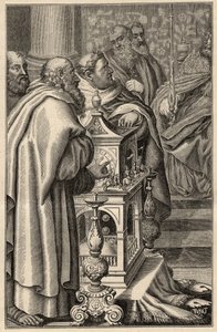 Charlemagne receiving the gift of a clepsydra (water clock) from Harun al-Rashid - In 797 the caliph of Baghdad, Harun al-Rashid offers Charlemagne a clepsydra emblematic of the technological know-how of Arab civilization by Unknown artist