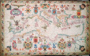 Chart of the Mediterranean, Black and Caspian Seas, c.1600
