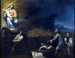 Child crushed by a plough. Ex voto of 1715 from the sanctuary of Santa Valeria a Seregno (Milan)