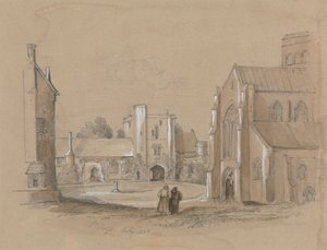 Churchyard with Two Figures in the Foreground by Unknown artist