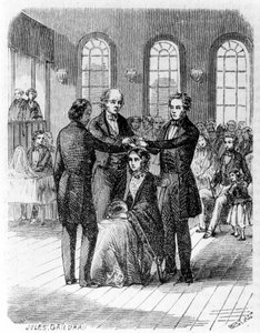 Confirmation among the Mormons. 19th century engraving. by Unknown artist