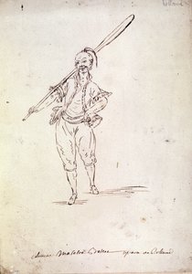 Costume for the character of Roland in the opera of the same name by composer Niccolo Vito Piccinni after a libretto by Jean Francois Marmontel (1778). Drawing of the end of the 18th century by Unknown artist