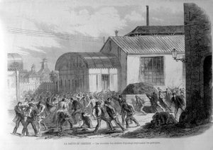 Creusot strike. The workers of the adjustment shops repelling the strikers (engraving) by Unknown artist